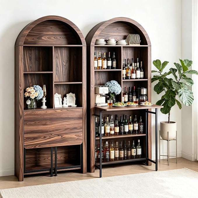 Folding Arched Bookshelf Narrow Bookcase by FNK