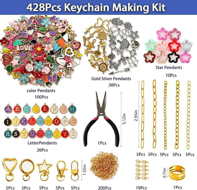 428Pcs Lip Gloss Keychain Making Kit, DIY Craft Supplies - Image 2