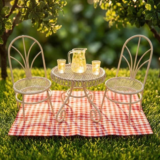 6 PCS Dollhouse Miniature Bistro Table & Chairs Set - Image 5
