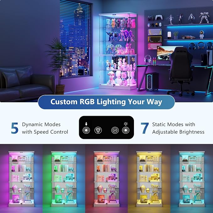 Glass Display Cabinet with RGB Lights - Image 3