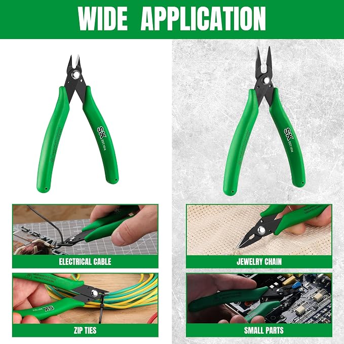 SK 2-Piece Precision Flush Cutters Pliers Set, 5-Inch Mini Wire Cutters & - Image 7