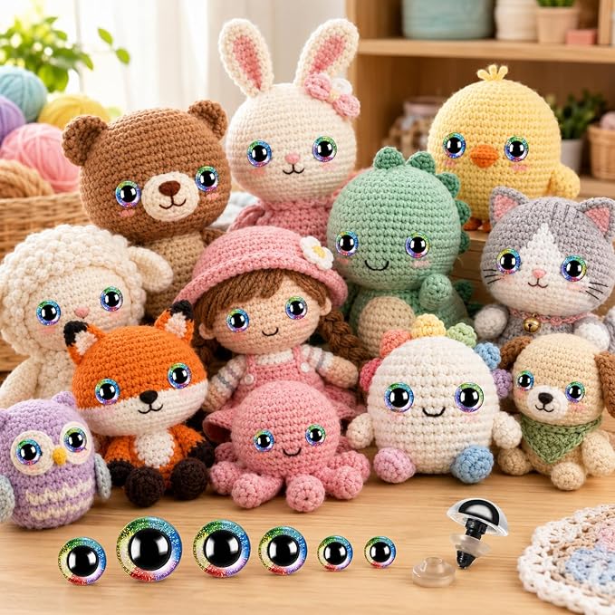 160pcs Rainbow Glitter Safety Eyes - Image 5