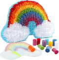 Justforjoyful Rainbow Latch Hook Kit Rainbow Pillow DIY Craft Kit by Justforjoyful