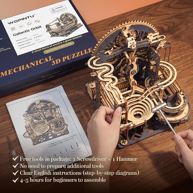 3D Wooden Puzzle for Adults, Marble Run Mechanical Model Kit - Image 6