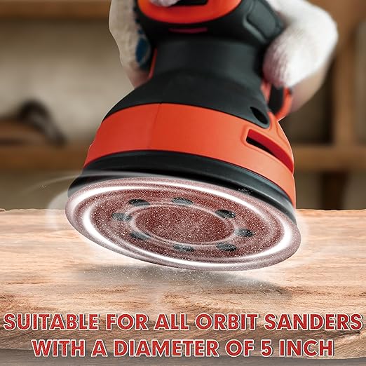 JTIEO 5 Inch Sanding Discs – 100 PCS 60 Grit Sandpaper Assortment, Hook & Loop Orbital Sander Pads, Round Sanding Pads for Random Orbital Sanders