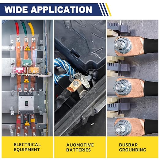 haisstronica 10pcs 4 AWG - 5/16" (M8) Battery Cable Lugs, Heavy Duty Copper Wire Lugs with 10pcs 3:1 Adhesive Heat Shrink Tubing, 4 Gauge Wire Connectors Battery Terminal Connector, Battery Cable Ends