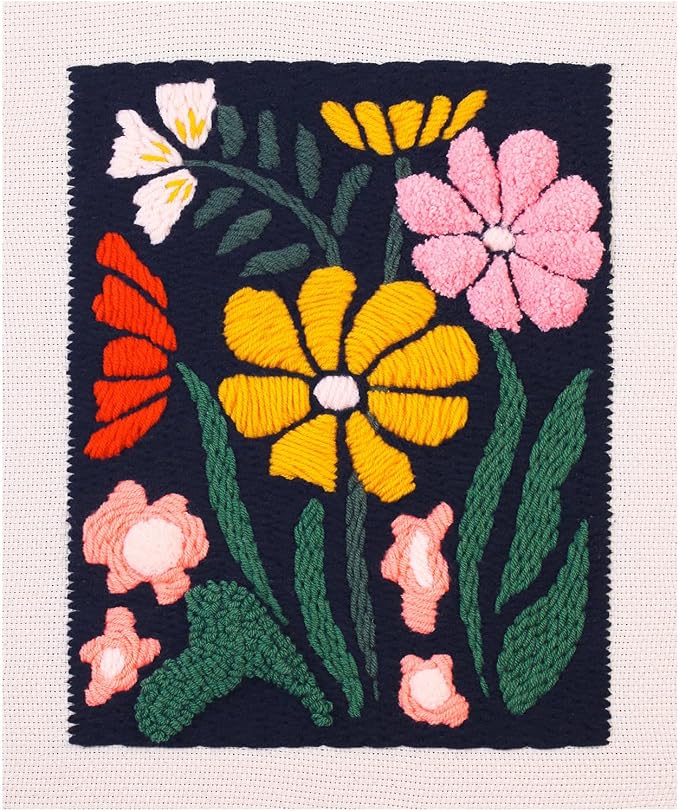 Silentsea Punch Needle Kit for Beginner Adults – Flower Embroidery Frame Kit - Image 7