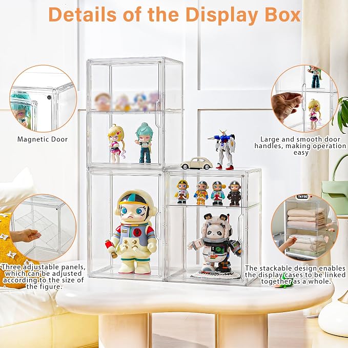 Amllas Acrylic Display Case for Collectibles, Stackable Clear Storage Box/Bins - Image 4