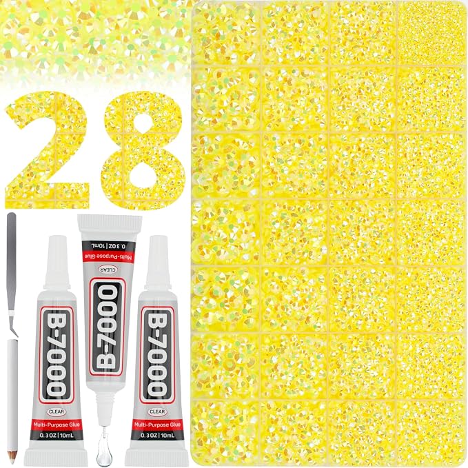 36000Pcs Yellow Rhinestones for Bedazzling, Mix Sizes 2-6mm Flatback Gems by Worthofbest