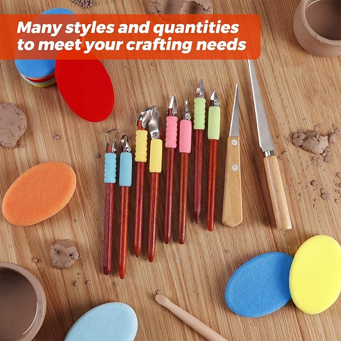 Leriton 8 Pack Pottery Carving Tool Set 5.9inch Sculpture Carving Scraper Tool - Image 6