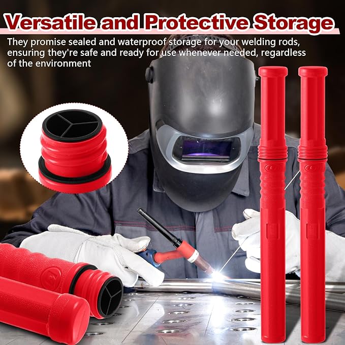 Tandefio 2 Pcs Welding Rod Storage 40 Inch Tig Rod Storage Canisters Welding Electrode Holder Airproof Waterproof Welding Rod Container (Red)