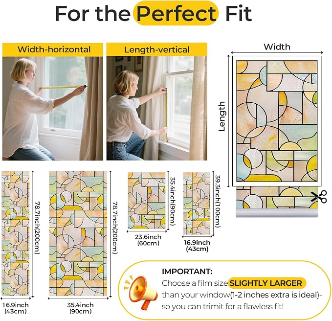 OHTMERU 3D Stained Glass Window Privacy Film, Heat Control UV Blocking Static - Image 7