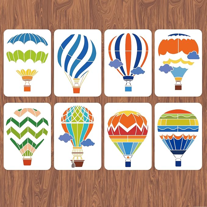 INFUNLY 8pcs Hot Air Balloon Wall Stencils by INFUNLY