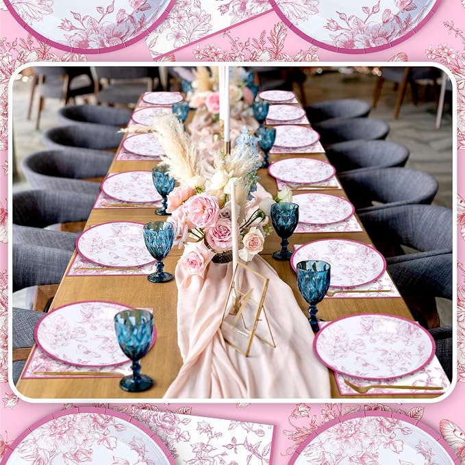 Zhehao 120 Pcs Disposable Paper Plates and Napkins Bulk Birthday Party - Image 3