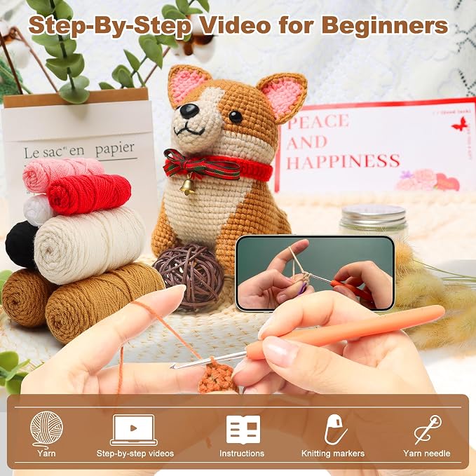 Faircosy Animal Crochet Kit for Beginners: Includes Complete Tools Ample Yarn - Image 3