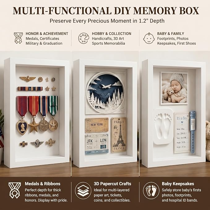 4 Pack 8x10Shadow Box Frame Set, Deep Wood Display Case - Image 7
