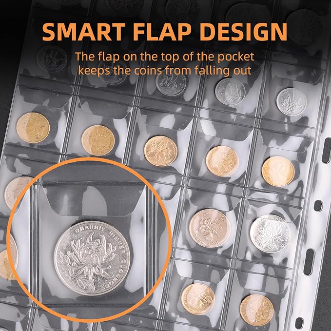 Coin Collection Book for Collector 260 Pockets Fireproof | Coin Collection - Image 4