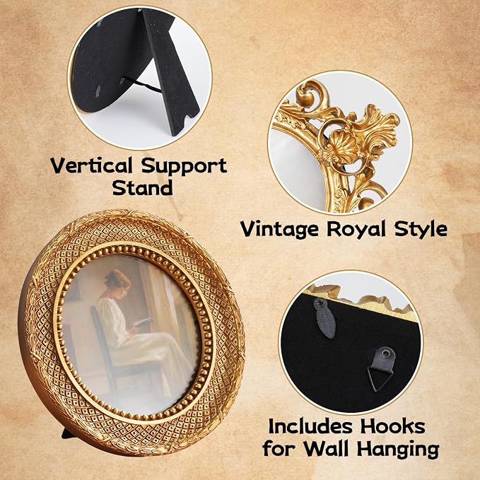 4 Pcs Gold Vintage Picture Frames - Image 3