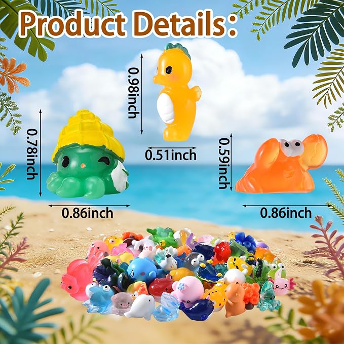 56pcs Mini Ocean Resin Animals, Miniature Plastic Figurines Tiny Sea Animals - Image 2