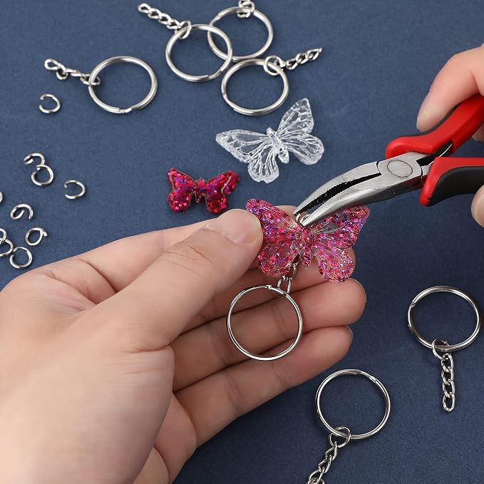 100Sets 1 inch Keychain Rings Silver Split Round Key Ring - Image 7