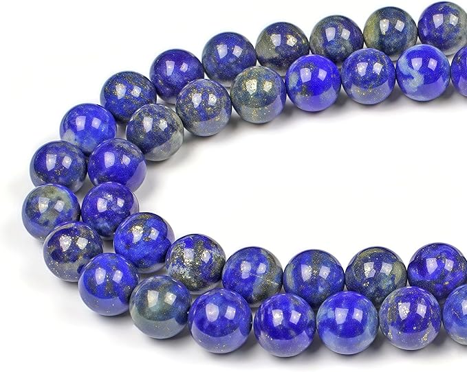 MJDCB Natural Lapis Lazuli Gemstone Loose Beads Round 10mm Energy Stone Healing by MJDCB