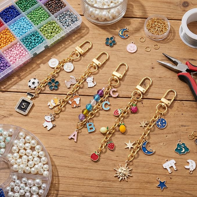 20pcs Gold Keychain Making Kit, Key Ring Swivel Snap Hook Chains, Alloy - Image 6