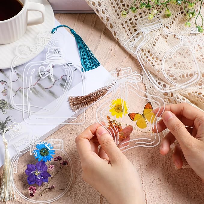 TaoBary 91 Pcs DIY Handmade Transparent Dried Flower Bookmark Set Include - Image 6