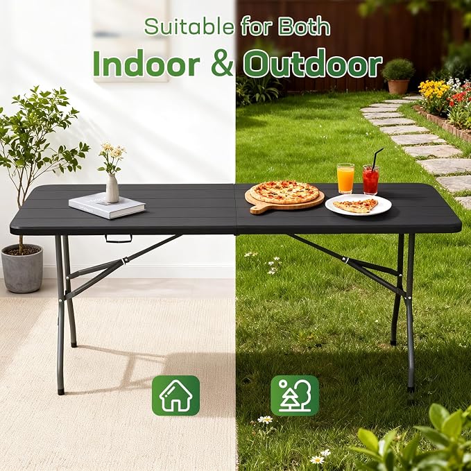 FDW 6 FT Folding Table, Portable Plastic Table - Image 4