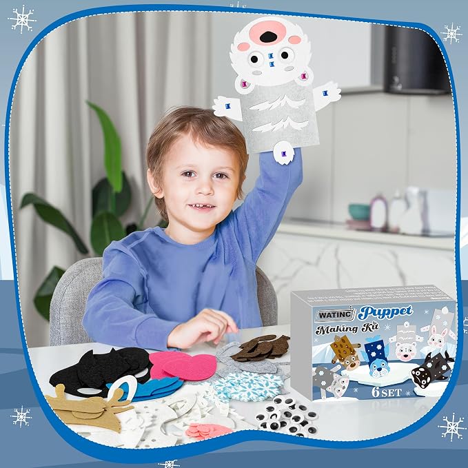 WATINC 6Pcs Hand Puppet Making Kit, Art Craft Felt Sock Puppet Toys, Creative - Image 6