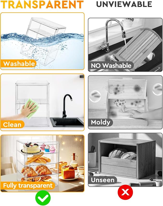 MEI NIAN Pastry Display Case, Bread Box - Image 4