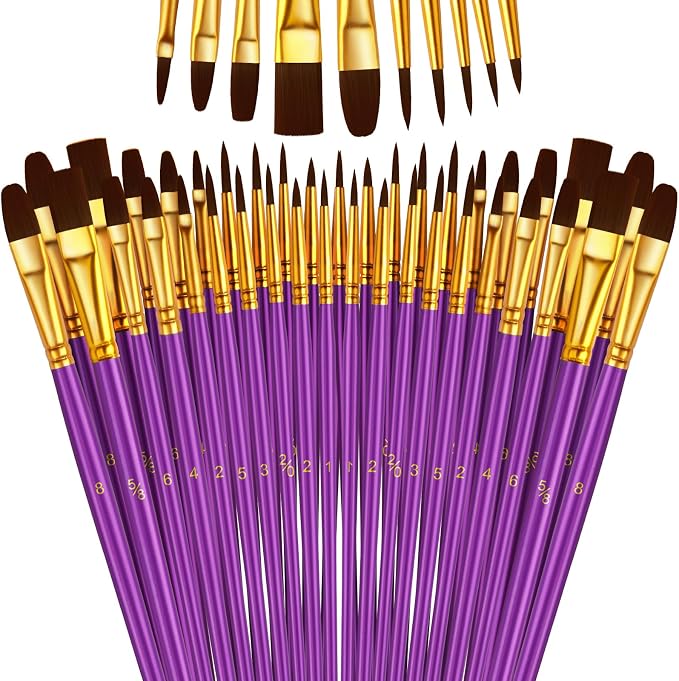 Paint Brushes Set, 16 Pack 160 Pcs Round-Pointed Tip Paintbrushes Nylon Hair by LIDCOM
