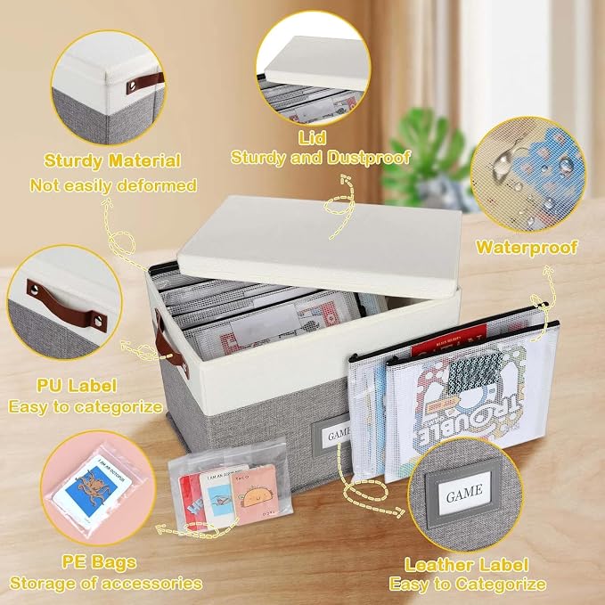 Board Game Organizer with 12pcs Zipper Bags and Writable Stickers, Storage with - Image 3