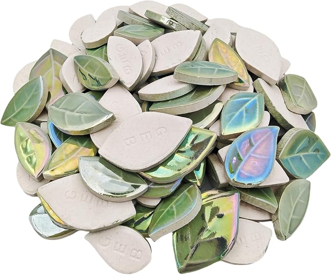 500g/1.1lb Leaf-Shaped Ceramic Mosaic Tiles, Ceramic Mosaic Pieces - Image 7