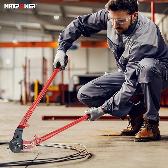MAXPOWER Wire Cutters, 24-Inch Heavy Duty Wire Rope Cutter, Heavy Duty Industrial Strength Cable Cutter for Hard Wire Ropes, Stainless Steel Wires