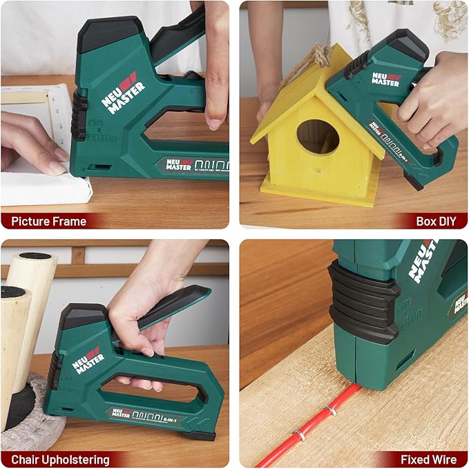 NEU MASTER 6-in-1 Staple Gun, Upholstery Stapler with 4000 Counts Staples, Staple Gun Heavy Duty for Wood, Fixing Material, Decoration DIY, Carpentry, Furniture
