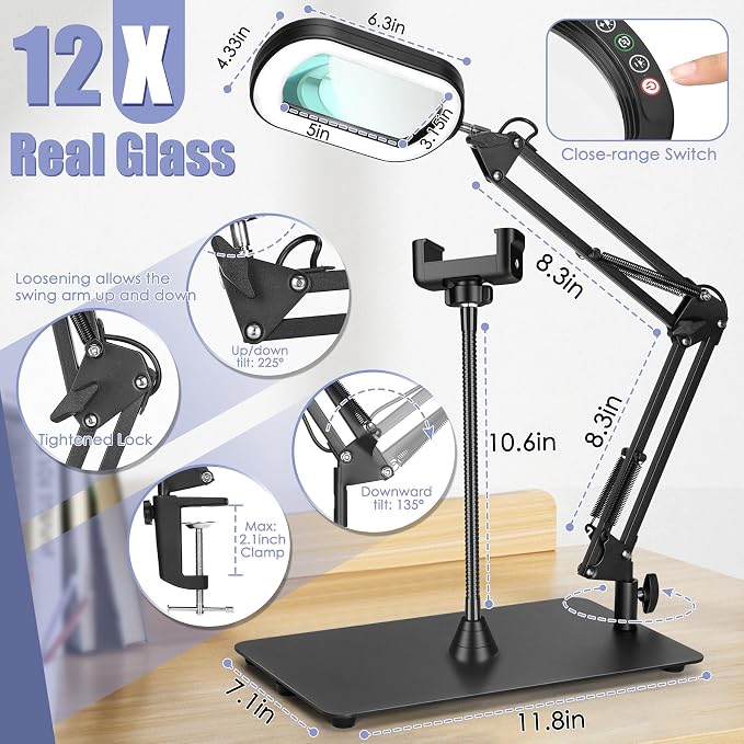 12X Square Magnifying Glass - Image 4