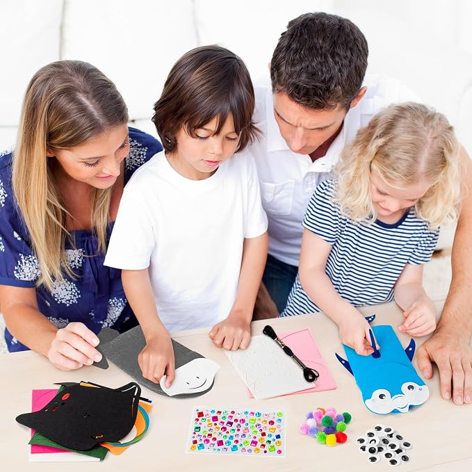 WATINC 6Pcs Hand Puppet Making Kit, Art Craft Felt Sock Puppet Toys, Creative - Image 5
