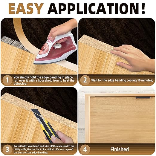 GSCIT Club Maple Edge Banding, 7/8 inch x 10ft Wood Edge Banding Pre-glued Flexible, Veneer Tape Banding for Cabinet Repair Furniture Restoration