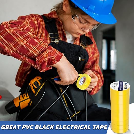 100 Rolls Yellow Electrical Tape Bulk 3/4 Inch x 66ft, Waterproof Vinyl Electric Tape High Temp Insulation Tape for Electrical Protection Home Outdoor Electric Insulating Wire Wrapping