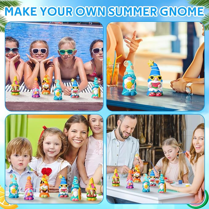 Arrowbash 6 Pcs Summer Beach Gnome Ceramics to Paint 5.1" Ready to Paint Your - Image 7