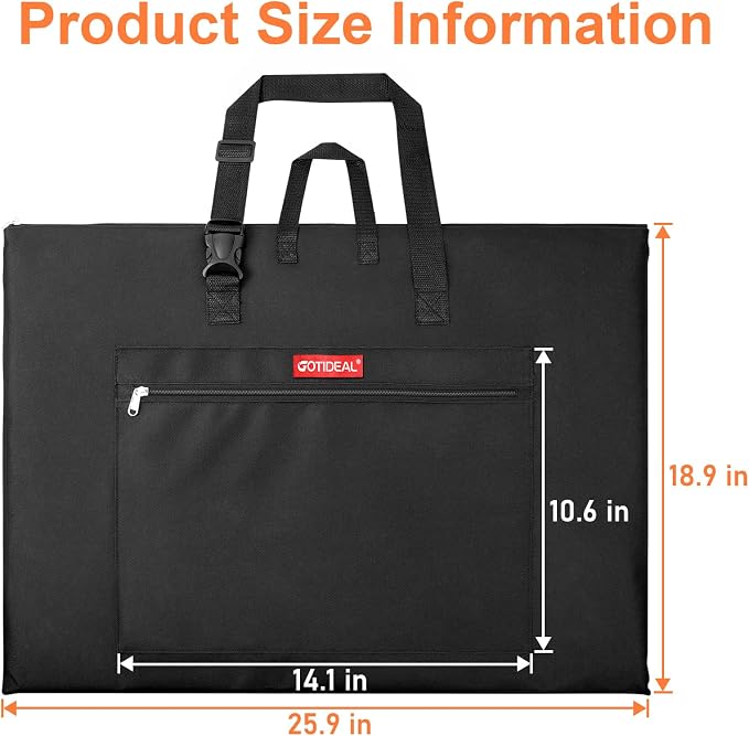 GOTIDEAL Light Weight Art Portfolio Bag, 18x24 Inches Waterproof Art Portfolio - Image 2