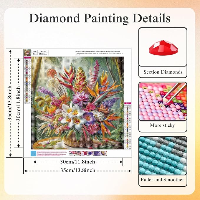 Tropical Flower Bouquet Diamond Painting Kit - Image 6