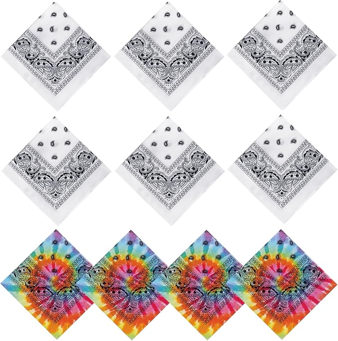 20/40 Pcs White Bandanas for Tie Dye DIY Blank Cotton Bandanas Plain by Fivebop