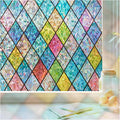 Windimiley Stained Glass Window Privacy Film: 3D Rainbow Floral Decorative by WindimileyDecor