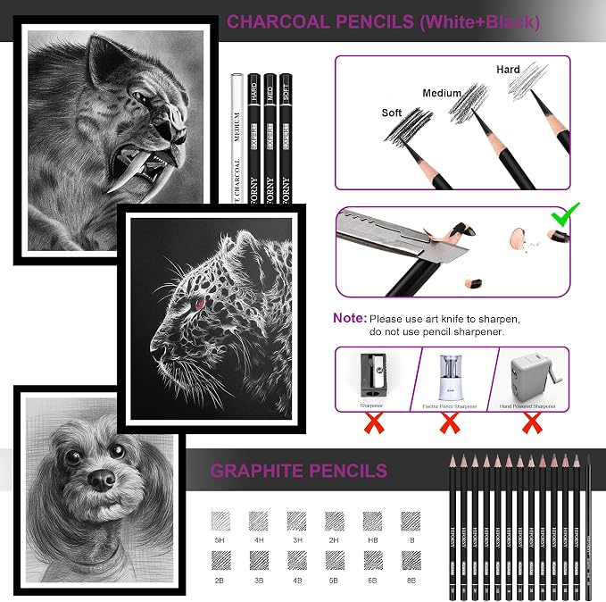 HIFORNY 42 PCS Drawing Set, Sketching Kit - Image 4