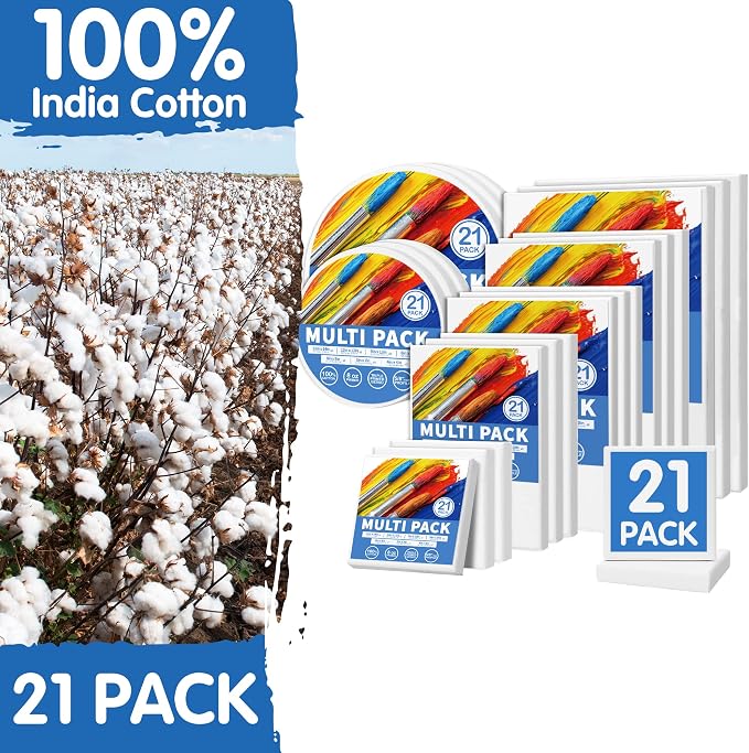 FIXSMITH 21 Pack Stretched Canvases, Round Canvas 12x12, 100% Cotton, Primed - Image 3