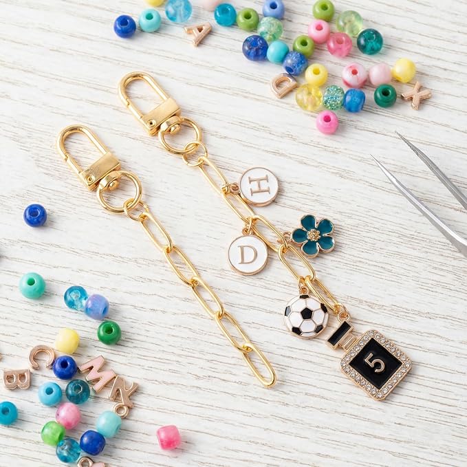 20pcs Gold Keychain Making Kit, Key Ring Swivel Snap Hook Chains, Alloy - Image 7