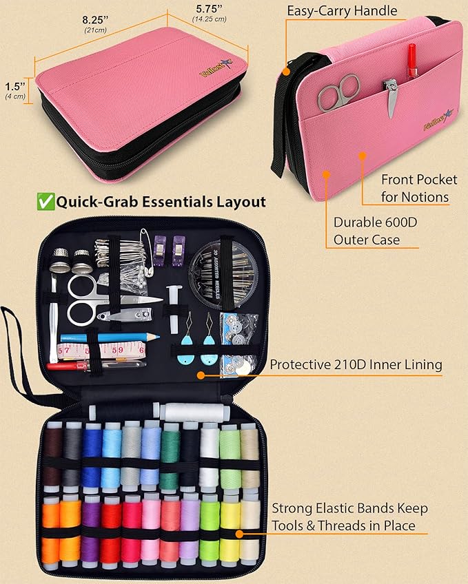 Easy-to-Use Pink Sewing Kit - Image 5