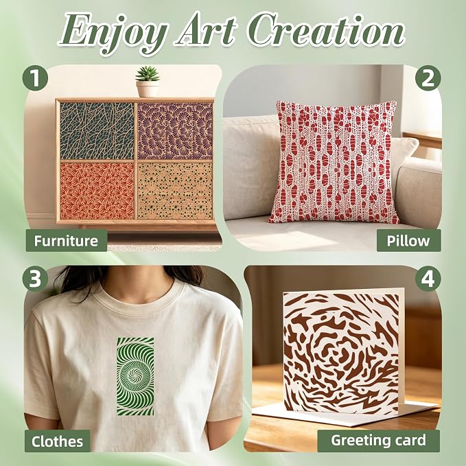 Geometric Texture Stencils for Crafts Reusable 12Pcs Stencils | DIY Art - Image 5