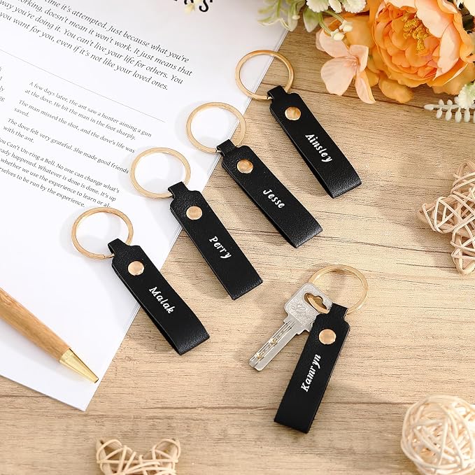 Wavyknot 50 Pcs PU Leather Keychain Blanks Bulk Laser Engraving Blanks Keychain - Image 3